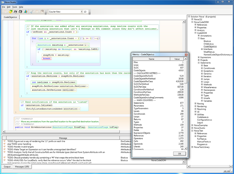 Screenshot of C# Parser and CodeDOM